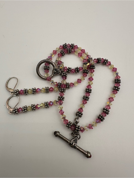 Jewelry - 925 Thailand Sterling Silver Pink Beaded Necklace and Earrings Set Approx 15”